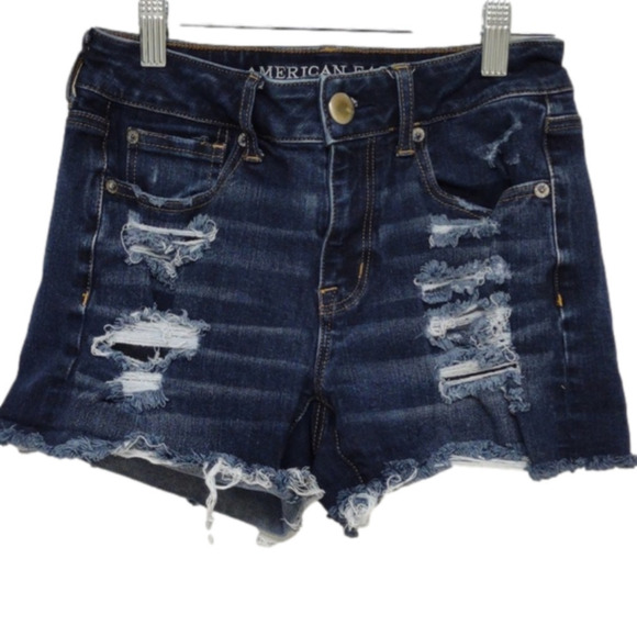 American Eagle High-Rise Shorts 360° Super Stretch, Distressed, Size 2, EUC - Picture 2 of 10